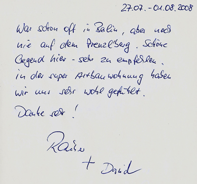 G&auml;stebucheintrag