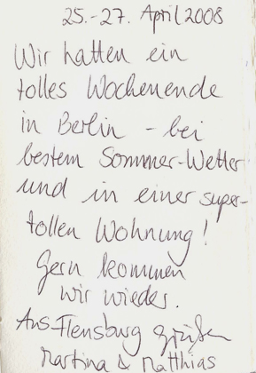 G&auml;stebucheintrag